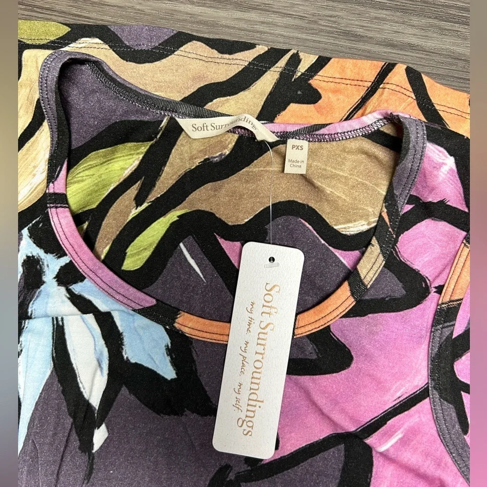 Soft Surroundings Maxi Joylyn maxi Dress, multi Leaf print Size PXS - NWT - Picture 6 of 6